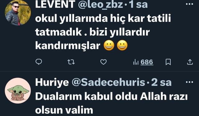 Okullar tatil edildi, öğrencilerden gelen mesajlar güldürdü