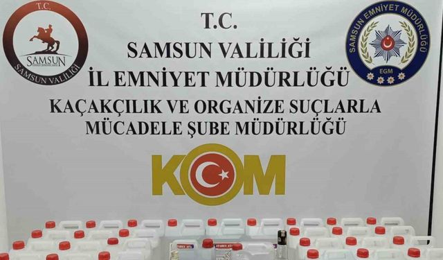 Samsun’da 130 litre etil alkol ve 16 litre sahte içki ele geçirildi