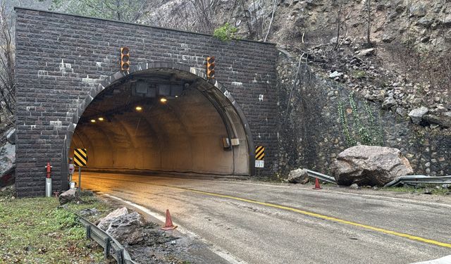 Karabük'te yamaçtan düşen kayalar demir yolunu ulaşıma kapattı