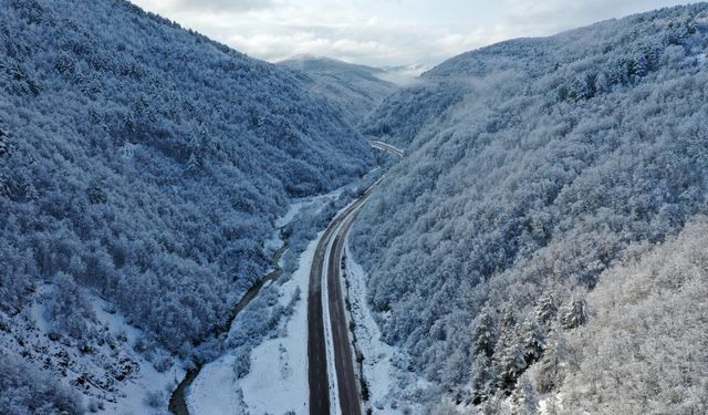 Kastamonu'nun ormanlık alanları beyaza büründü