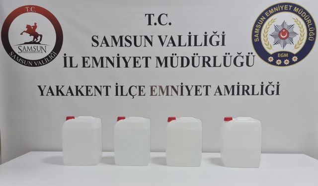 Samsun'da 17 litre etil alkol geçirildi