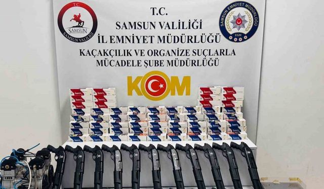 Samsun’da çok sayıda ruhsatsız tüfek ve kaçak makaron operasyonu