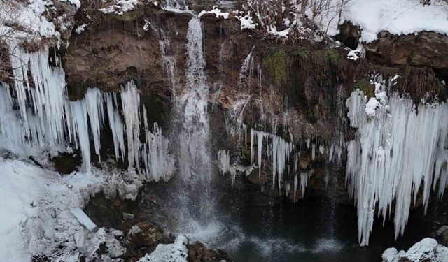 Yıldız şelalesi kış güzelliğine büründü