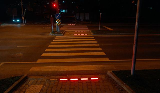 Ordu'da yaya güvenliğini sağlayan LED'li sistem kuruldu
