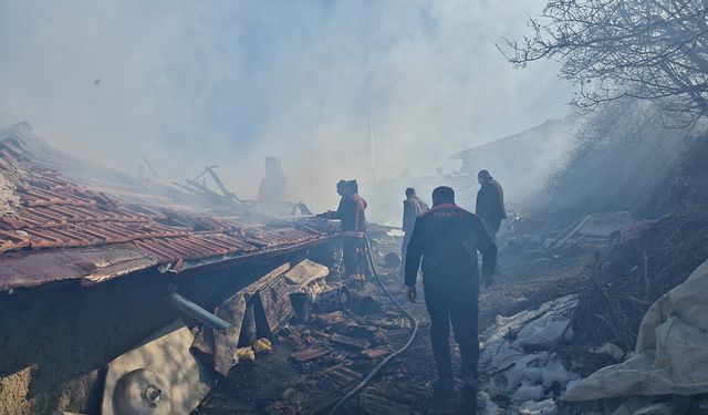 Çorum'da çıkan yangında tandırlık küle döndü