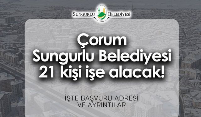 Belediyeye Kadrolu İş Fırsatı: Sungurlu’da Şoför, Mimar ve Temizlikçi Alınıyor