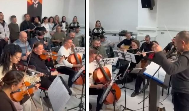 Çorum Maarif Orkestrası sahneye hazırlanıyor