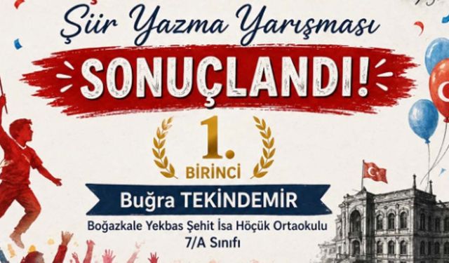 23 Nisan şiir yarışmasında birincilik Buğra Tekindemir’in oldu