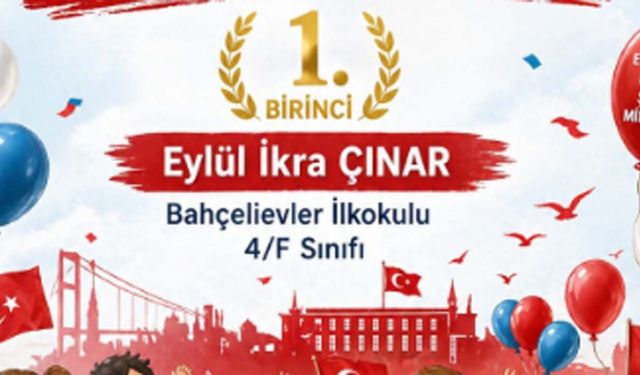 İlkokul öğrencisi Eylül İkra Çınar şiir yarışmasında birinci oldu