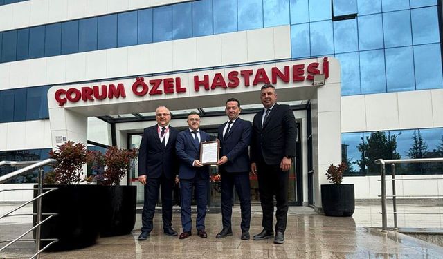 Çorum Sağlık Hizmetleri Yatırım AŞ’ye SGK’dan teşekkür belgesi