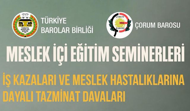 Çorum Barosu'ndan avukatlara meslek içi eğitim semineri