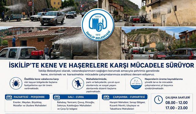 İskilip'te kene ve haşerelere karşı mücadele sürüyor