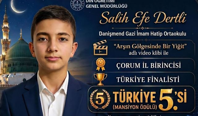 Çorumlu öğrenciden Türkiye derecesi