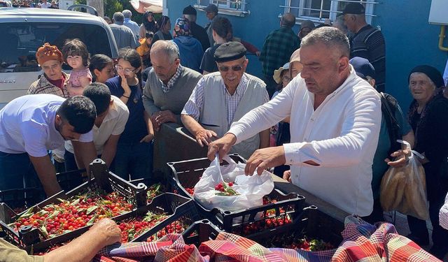 Mecitözü Ziraat Odası vatandaşlara kiraz dagıttı