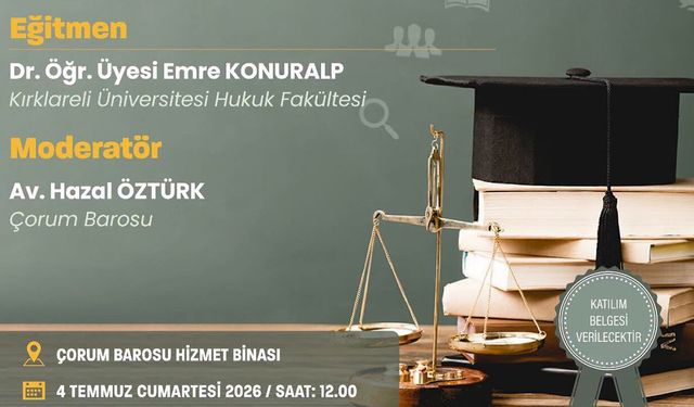 Çorum Barosu’ndan avukatlara meslek içi eğitim semineri