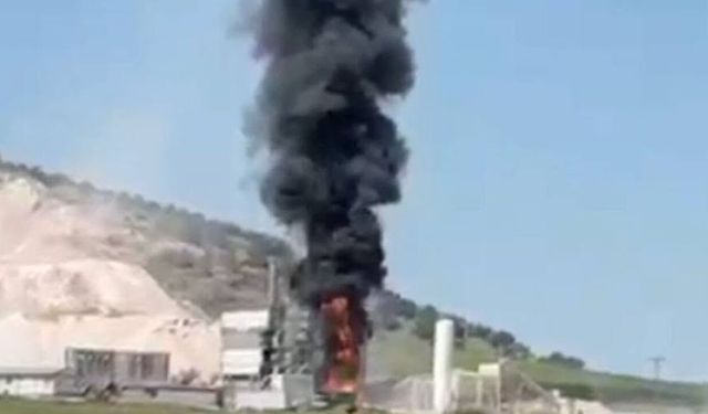 Asfalt şantiyesinde korkutan patlama