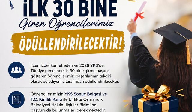 Osmancık’ta ilk 30 bine giren öğrenciler ödüllendirilecek
