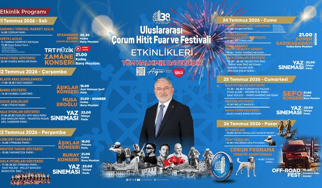 Uluslararası Çorum Hitit Fuar ve Festivali Etkinlikleri Reklamı