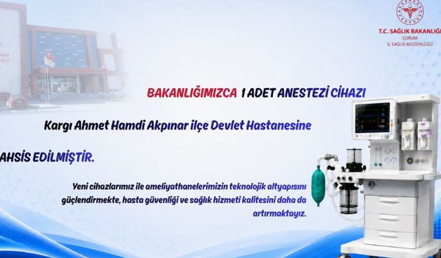 Kargı İlçe Hastanesine yeni anestezi cihazı