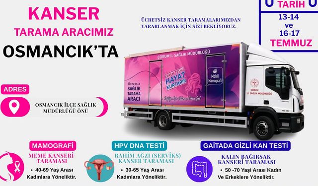 Osmancık'ta ücretsiz kanser taramaları başlıyor
