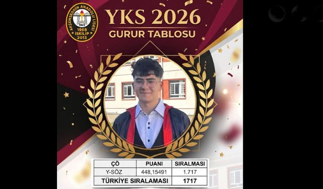 Sadık Can Coşkun YKS 'de dereceye girdi