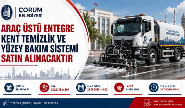 Çorum Belediyesi’nden araç üstü temizlik sistemi ihalesi