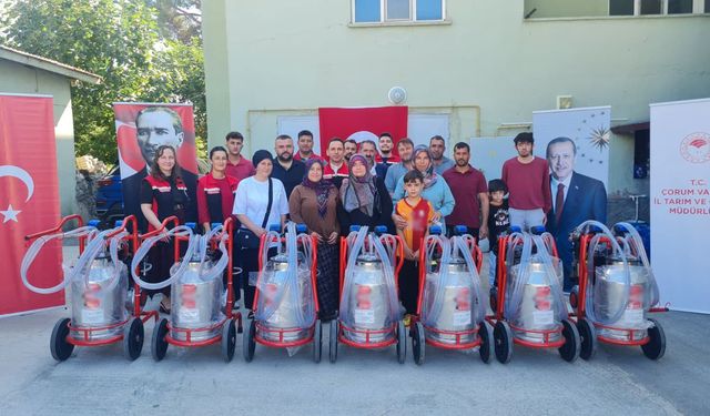 Çorum'un bu ilçesinde üreticilere süt sağım makinesi desteği
