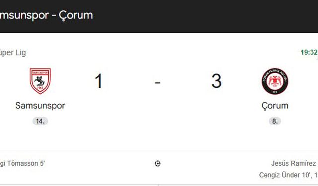 Çorum FK Samsun’da fırtına gibi başladı: 15 dakikada 3 gol