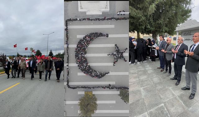 Çorum’da öğrenciler şehitliğe yürüdü, dualarla aziz şehitleri andılar