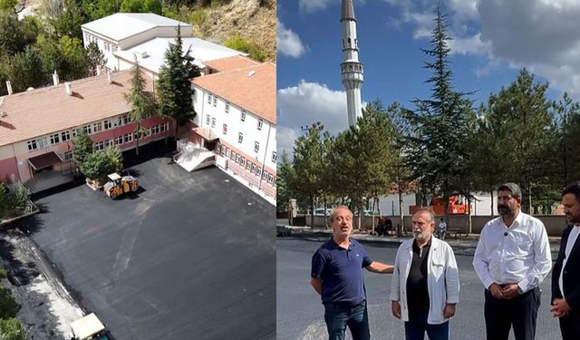 Sungurlu’da okul bahçelerine sıcak asfalt
