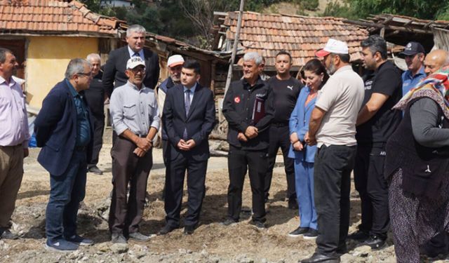 Çorum’da yangının ardından hasar gören hanelerde inceleme