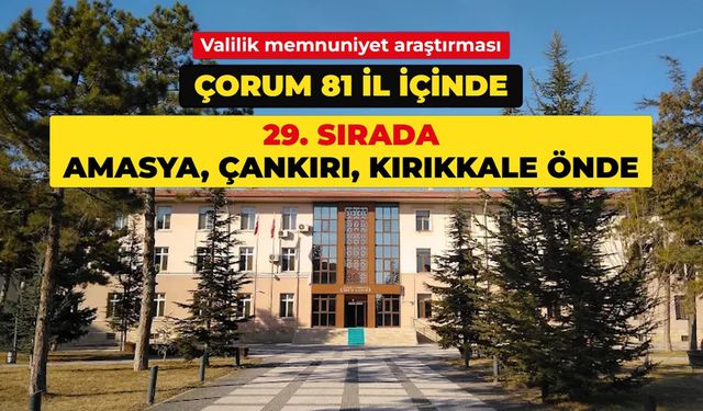 Çorum valilik memnuniyetinde 29. oldu, 7 komşusundan 4'ünü geride bıraktı
