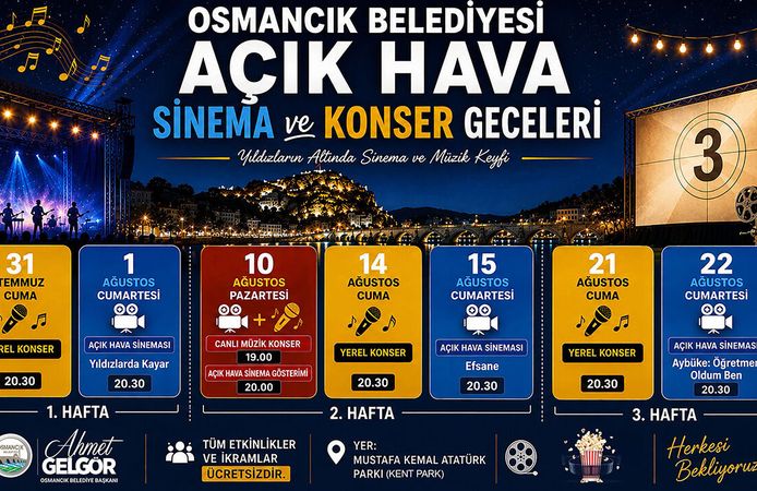 Osmancık’ta açık hava sinema ve konser geceleri başlıyor