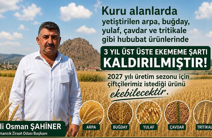 Osmancık’ta çiftçilere önemli duyuru: Hububatta münavebe şartı kaldırıldı