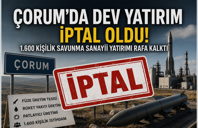 Çorum’da 1.600 kişilik savunma sanayisi yatırımı iptal oldu