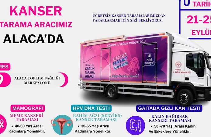 Kanser tarama aracı Alaca’ya geliyor