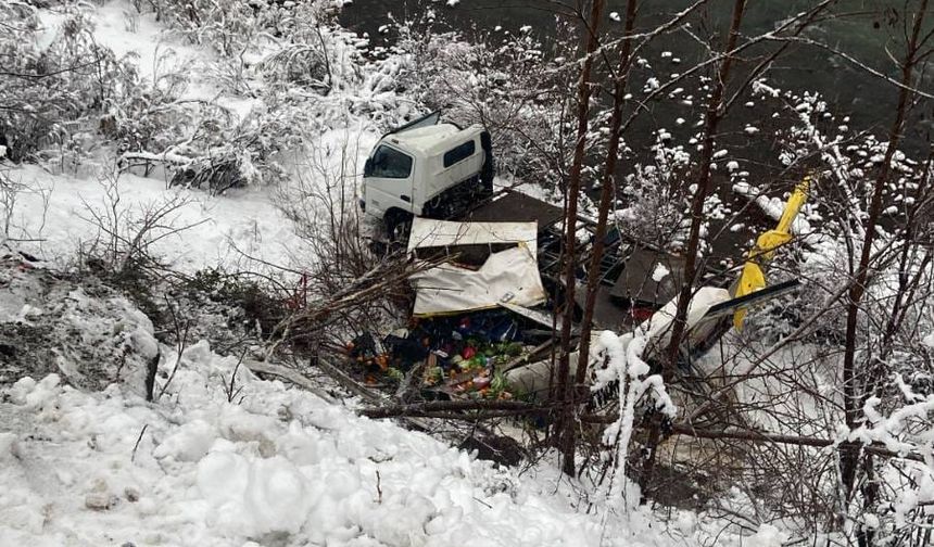 Artvin'de kamyonun dere kenarına devrildiği kazda 1 kişi yaralandı