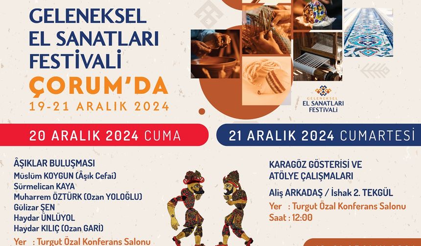 Çorum’da Geleneksel El Sanatları festivali başlıyor!