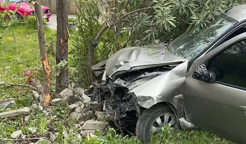 Ordu Ünye'de Sokak Köpeklerine Çarpmamak İçin Manevra Yapan Sürücü Bahçe Duvarına Çarptı: 2 Yaralı
