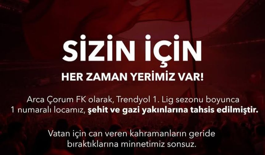 Çorum FK'da 1 No'lu Loca Şehit ve Gazi Yakınlarının