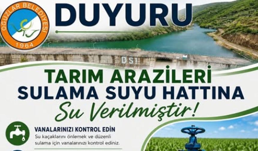 Oğuzlar Belediyesi’nden Çiftçilere Sulama Uyarısı