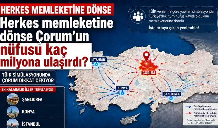 Herkes memleketine dönse Çorum’un nüfusu kaç milyona ulaşırdı?