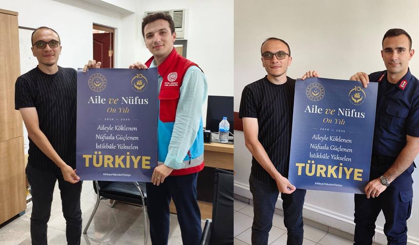 İskilip’te aile ve nüfus farkındalığı için kamu kurumlarına afiş dağıtıldı
