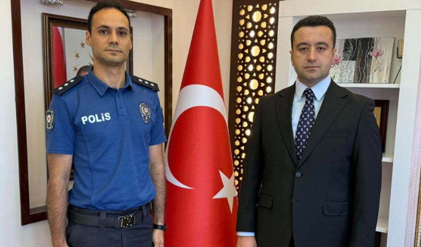 Başkomiserliğe terfi eden Yusuf Karatay’dan Kaymakam Şimşek’e ziyaret
