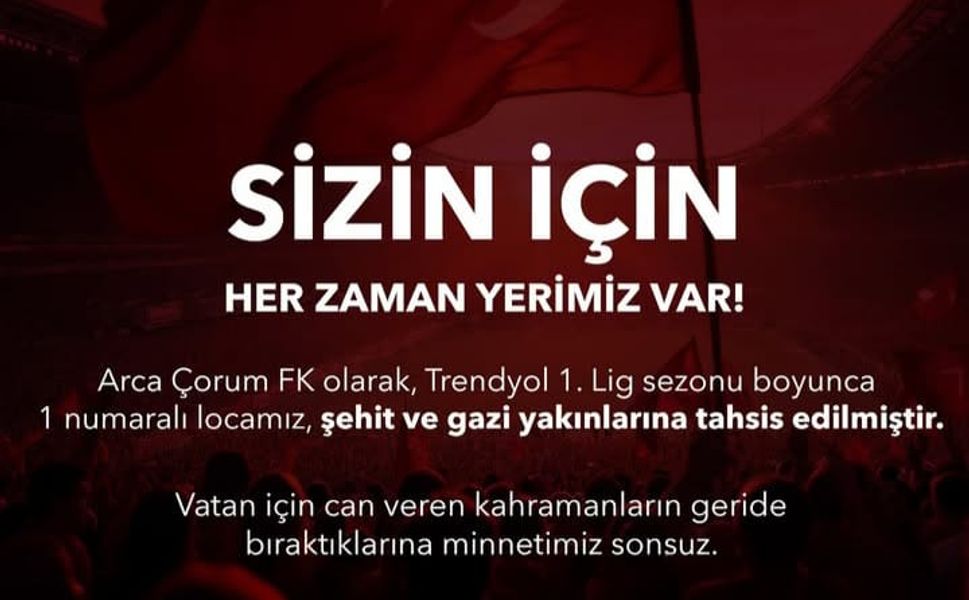 Çorum FK'da 1 No'lu Loca Şehit ve Gazi Yakınlarının