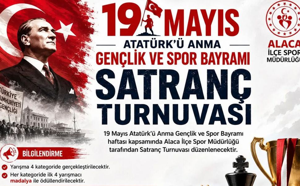 Alaca’da 19 Mayıs’a özel satranç turnuvası düzenlenecek