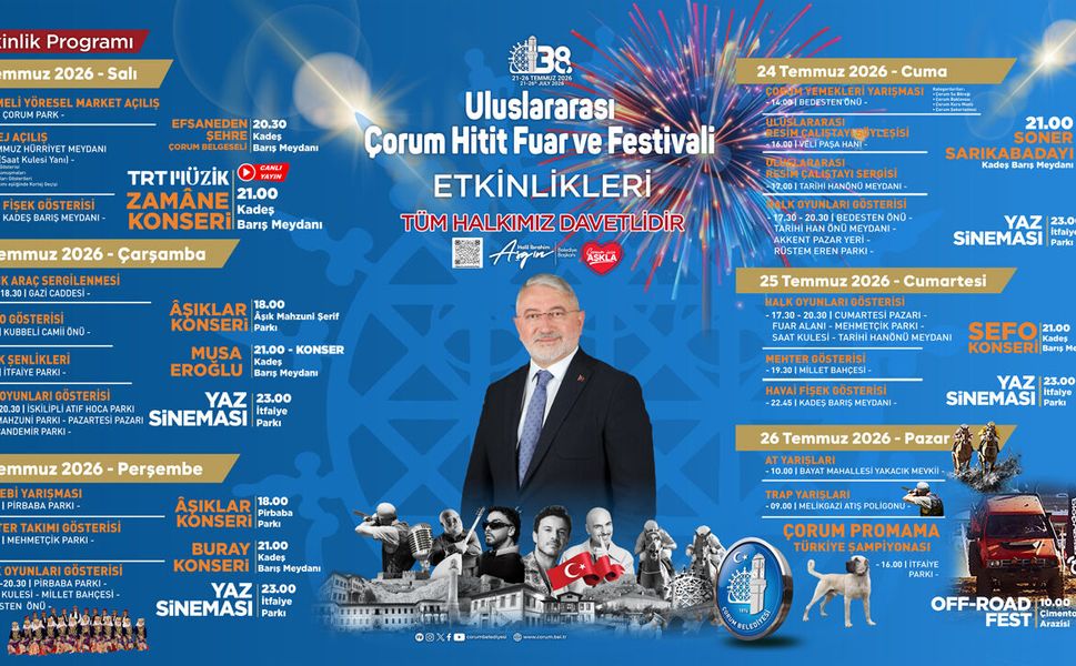 Uluslararası Çorum Hitit Fuar ve Festivali Etkinlikleri Reklamı
