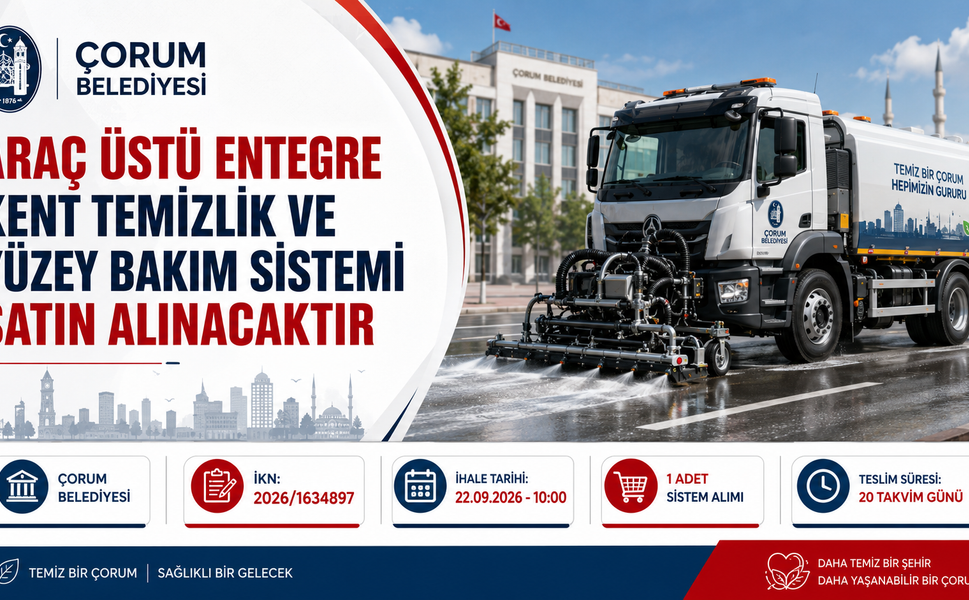 Çorum Belediyesi’nden araç üstü temizlik sistemi ihalesi