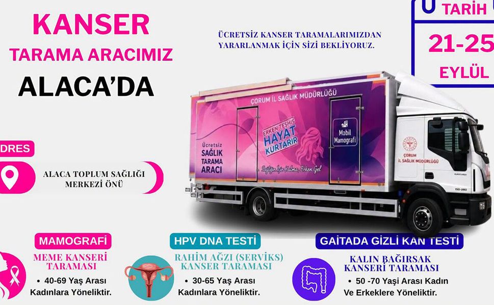 Kanser tarama aracı Alaca’ya geliyor