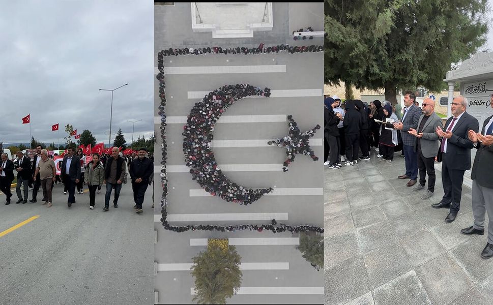 Çorum’da öğrenciler şehitliğe yürüdü, dualarla aziz şehitleri andılar